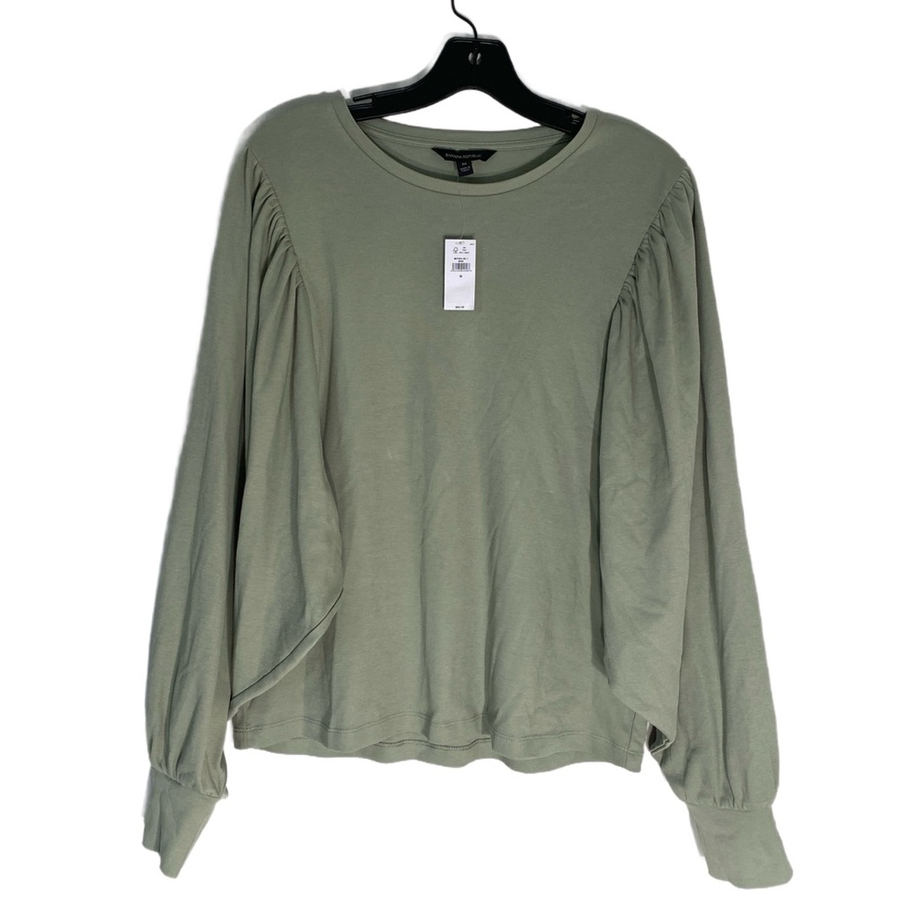 NWT Banana Republic Sage Green Ballon Volume Sleeve Blouse Medium Rt $60
